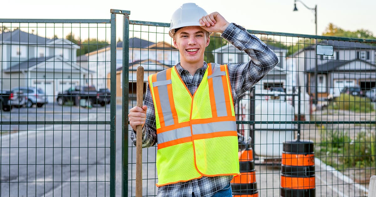 Young Man Working Construction