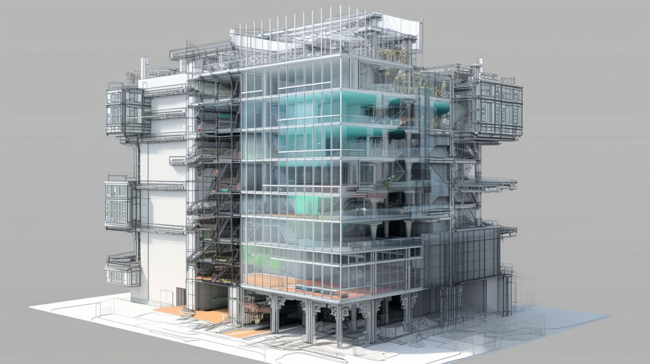 Conceptual visualization of the BIM model utilities of the build Conceptual visualization of the BIM model