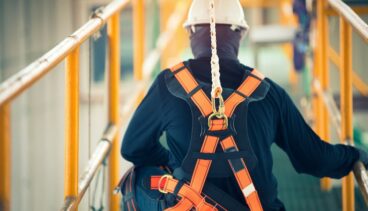 Construction Worker on Harness