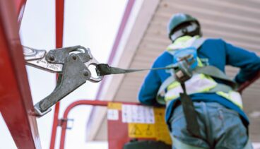 Construction Worker on Harness